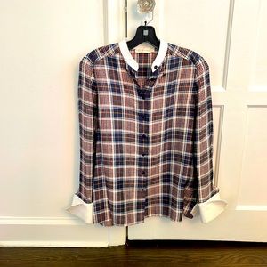 TORY BURCH Silk Plaid Blouse
